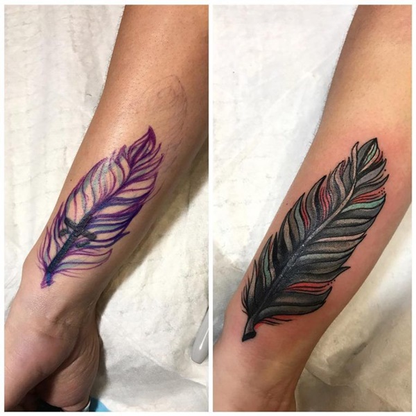 Feather Cover Up Wrist Tattoo Cover Up Cover Up Tattoos Cover Tattoo