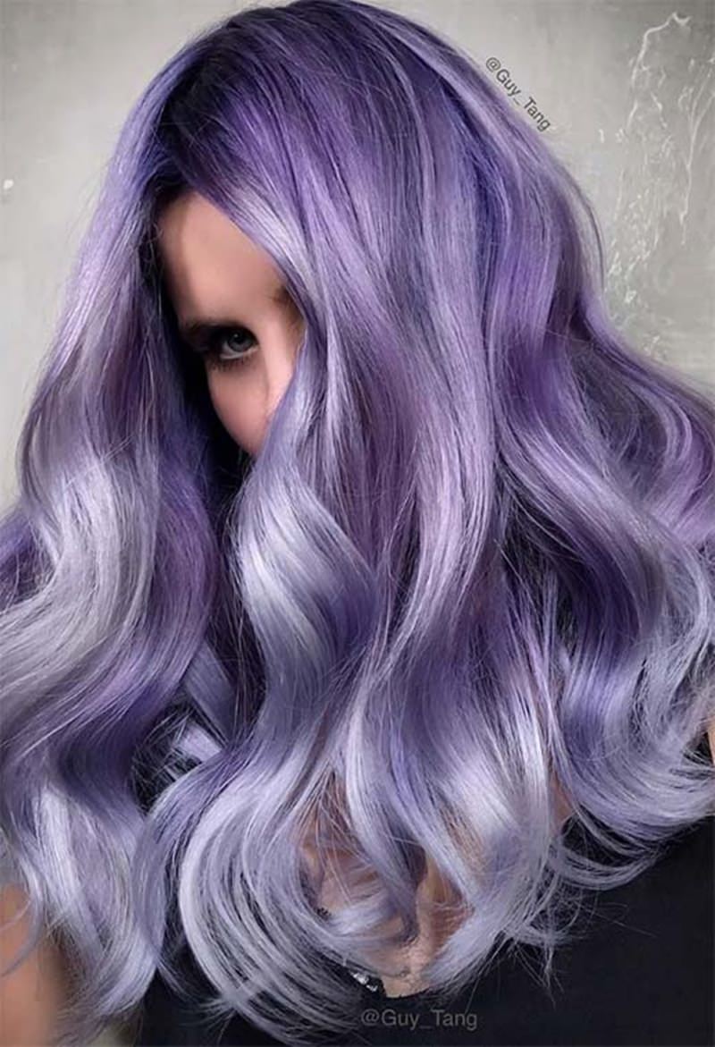 very thick lavender hair