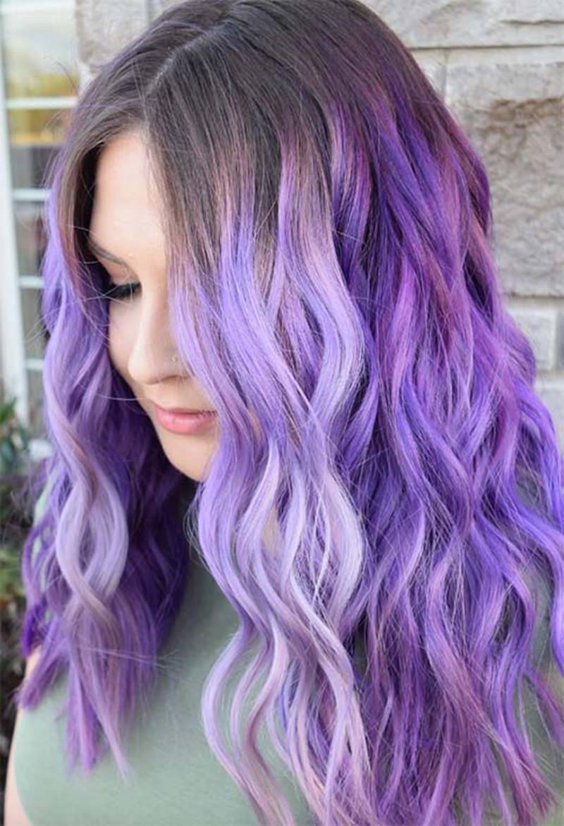 curly and long lavender hair