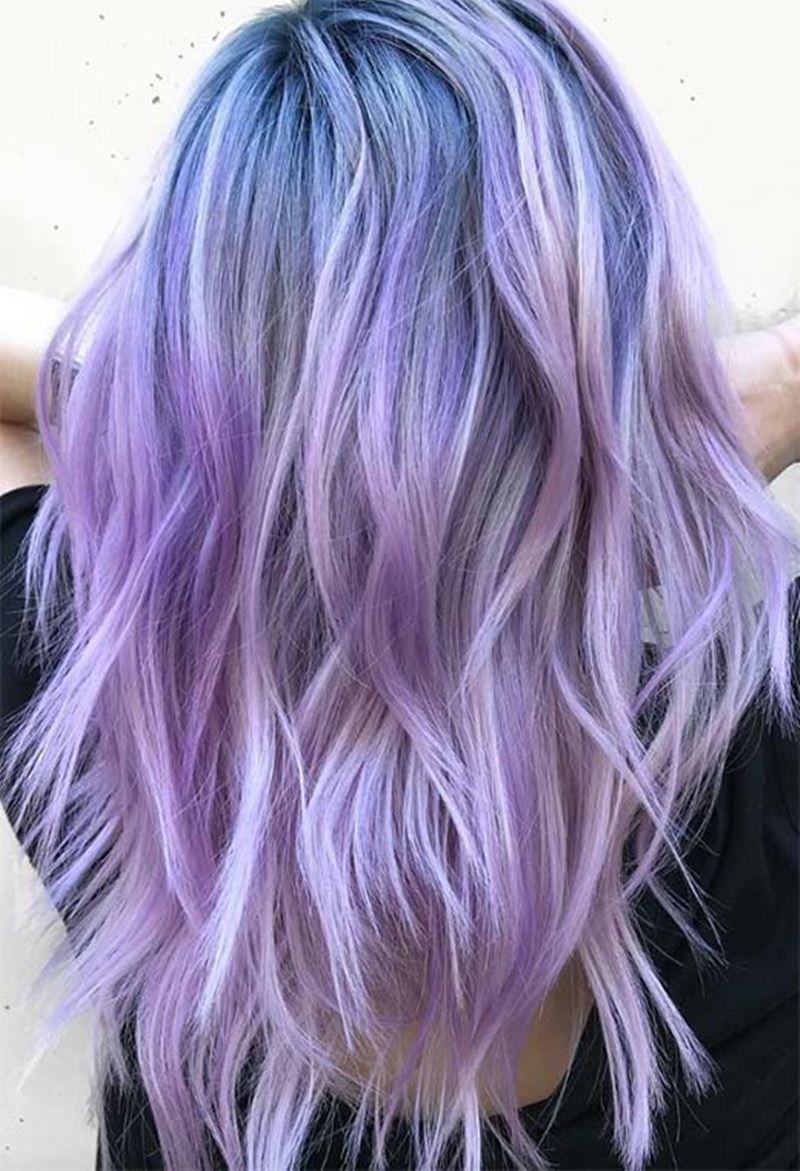 very light lavender hair and highlights
