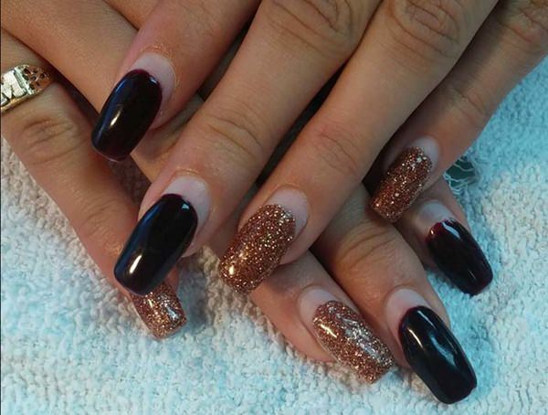 Black and brown nail design