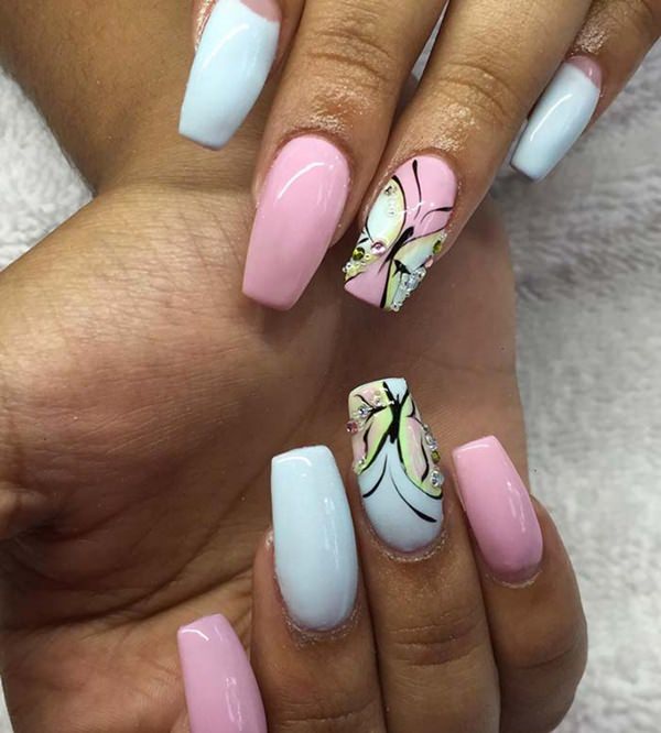 Butterfly fake nail design