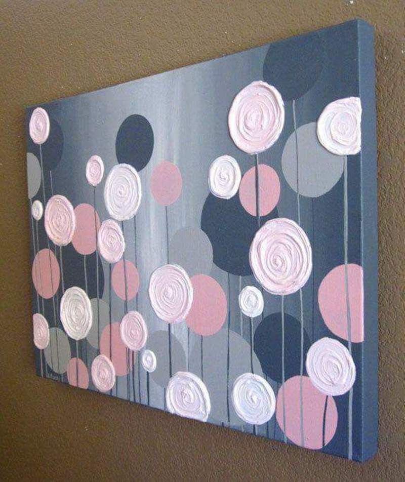 circular flowers canvas painting