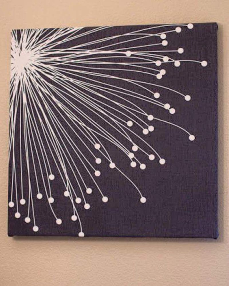lines and dots canvas painting