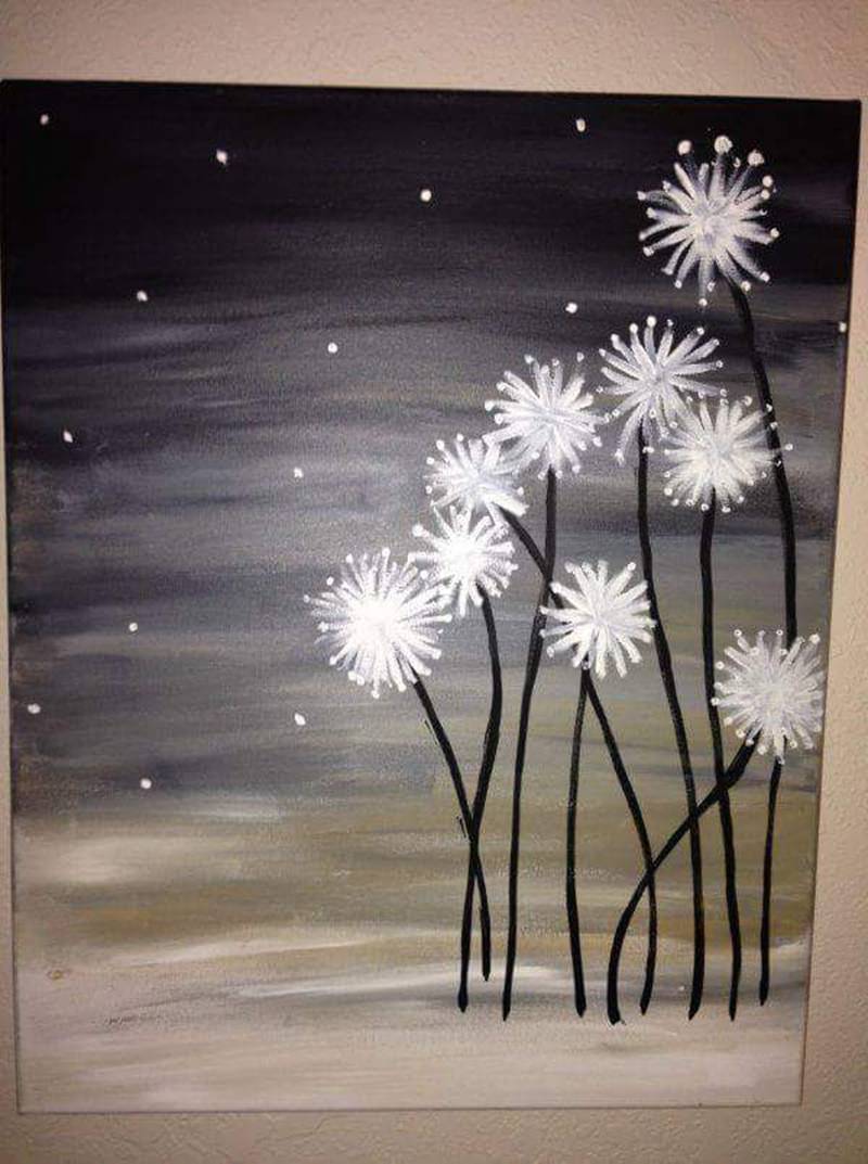 highlighted flowers canvas painting