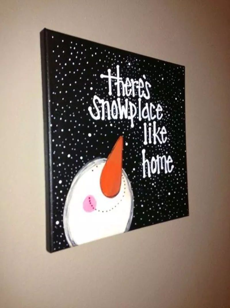 snowman canvas painting
