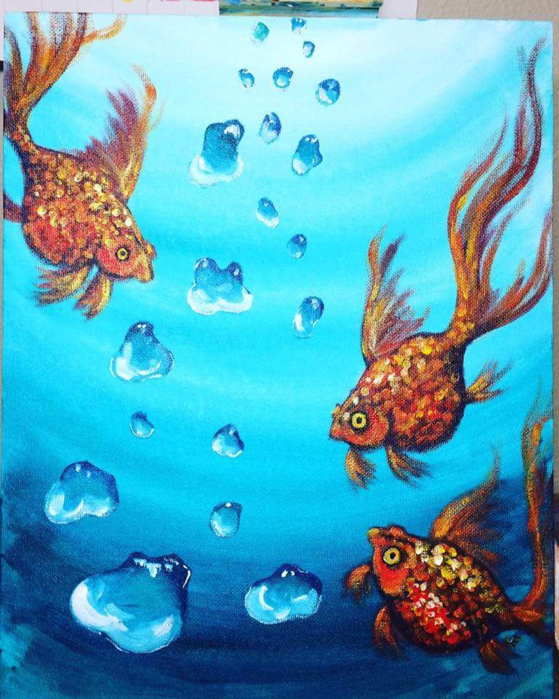 fishes canvas painting