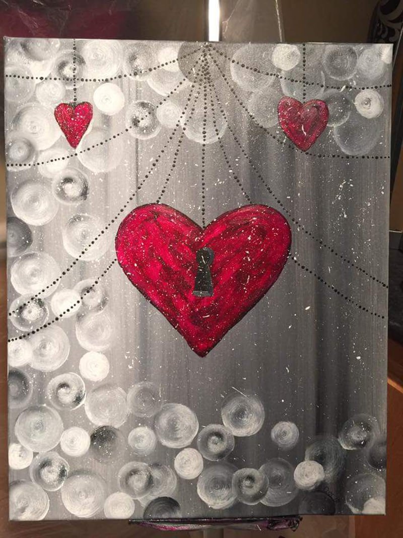 hearts canvas painting