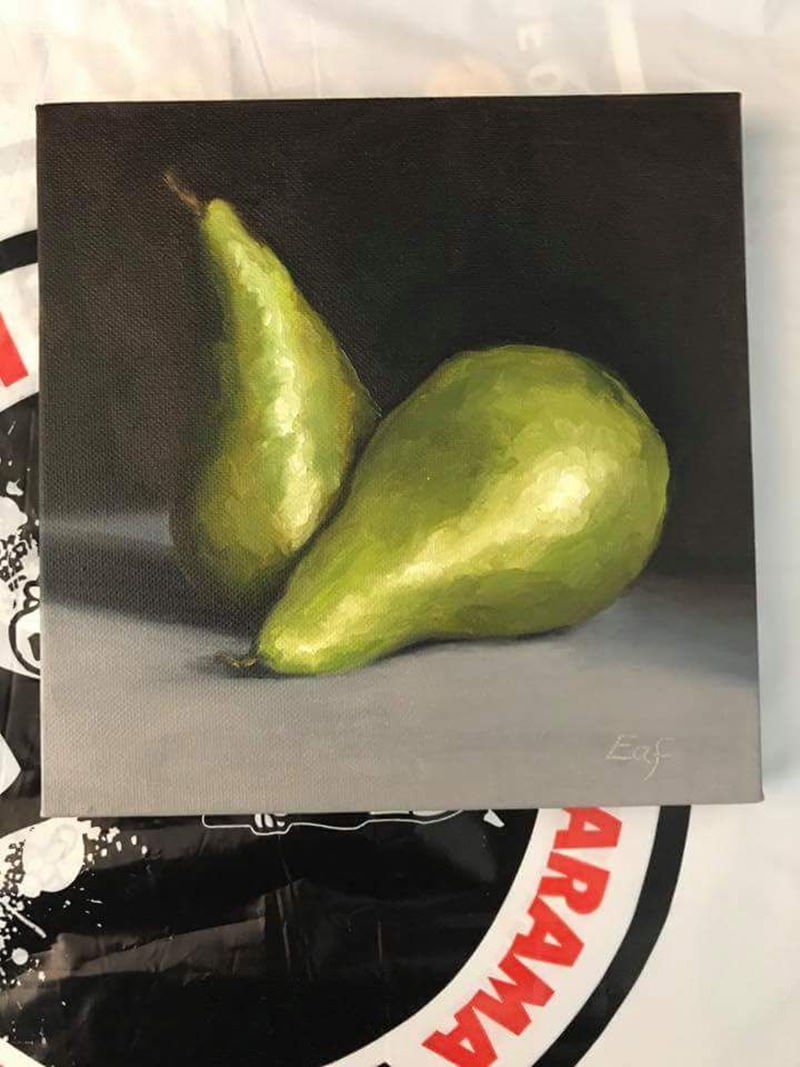 green fruit canvas painting