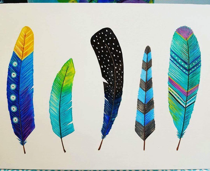 feathers canvas painting